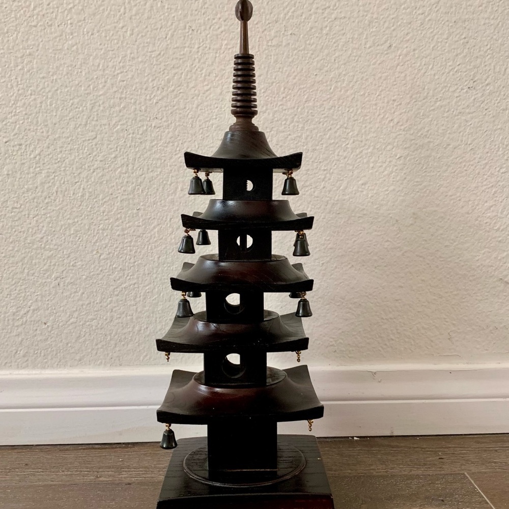 Vintage Japanese Wooden Five Story Pagoda 14 Inches